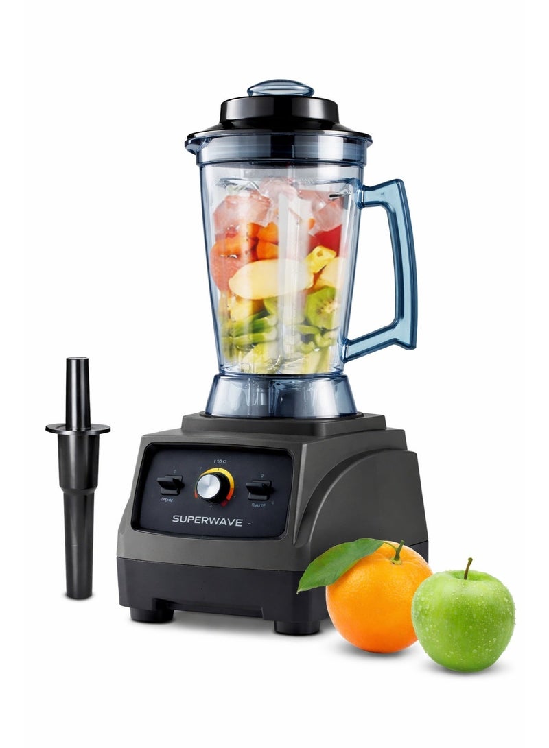 سوبر ويف خلاط SUPERWAVE التجاري SW-2501 – إصدار بريميوم بقدرة 2200 واط، وعاء 3.9 لتر خالٍ من BPA، أداء احترافي عالي السرعة، حماية من ارتفاع الحرارة، شفرات ستانلس ستيل - Image 1